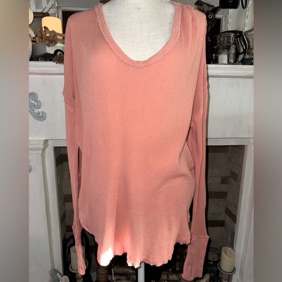 🧡We the Free Colby long sleeve coral oversized top🧡 - Picture 1 of 8